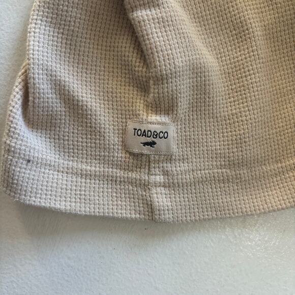 Toad&Co Framer Dos Hoodie Waffle Knit Organic Cotton Polyester Oatmeal Beige Lg - Picture 8 of 9